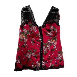 Torrid Satin Floral Corset Bustier Style Camisole Top Babydoll Lace Trim Sz 3